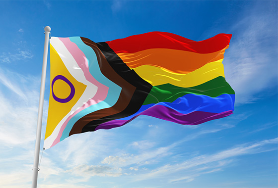LGBTQ Progress Pride with intersex inclusion flag 