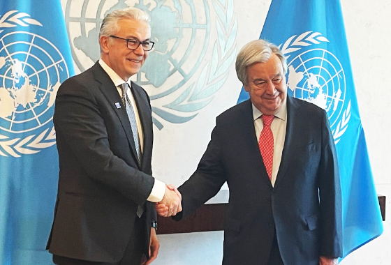PACE President Theodoros Rousopoulos meets UN Secretary General Antonio Guterres in New York